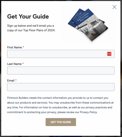 Example of floorplan guide as lead-gen value proposition